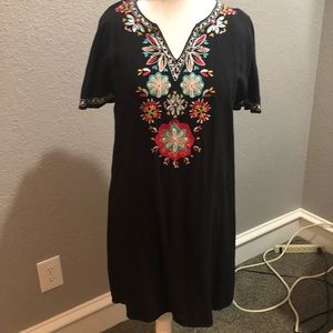Embroidered black dress